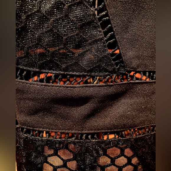 Missguided - Black Pencil Skirt - Peekaboo Crochet & Sheer Mesh Detail, size 12 - Picture 13 of 14